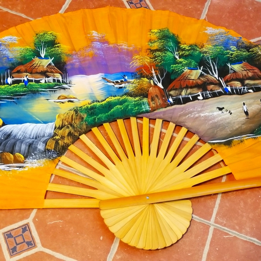 Home wall decor Fan  hand paint from Thailand